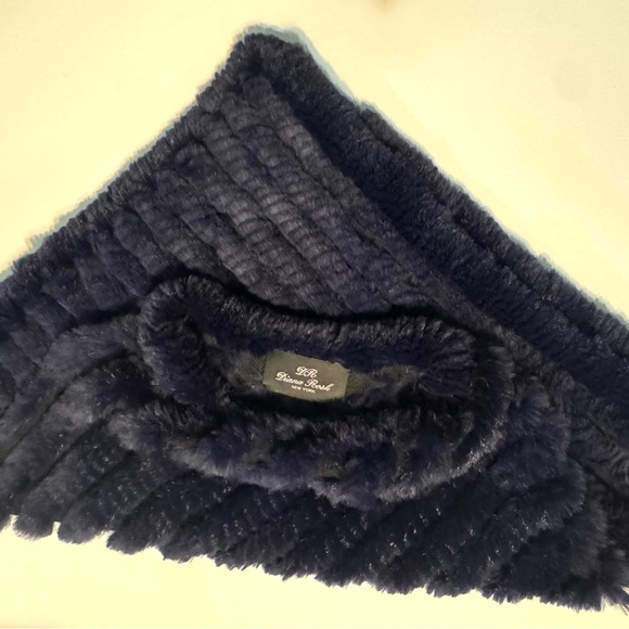 Diana Rosh Navy Poncho Rex Rabbit Fur - Picture 4 of 7